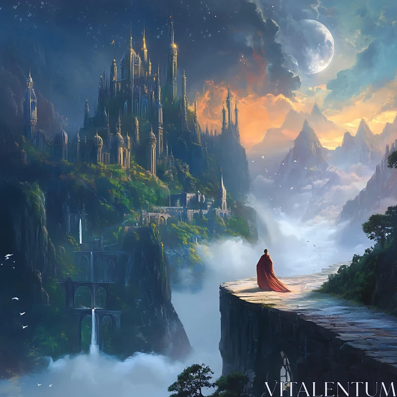 Fantasy Landscape with Castle and Figure
