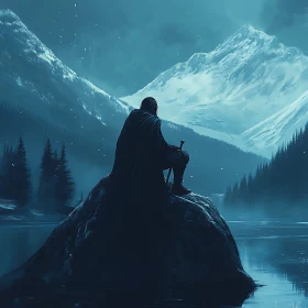 Lone Warrior in Mountainous Scenery