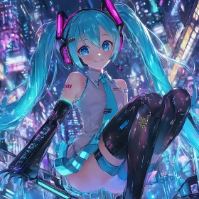Neon Cyberpunk Anime Scene