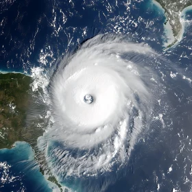 Aerial View of a Powerful Hurricane