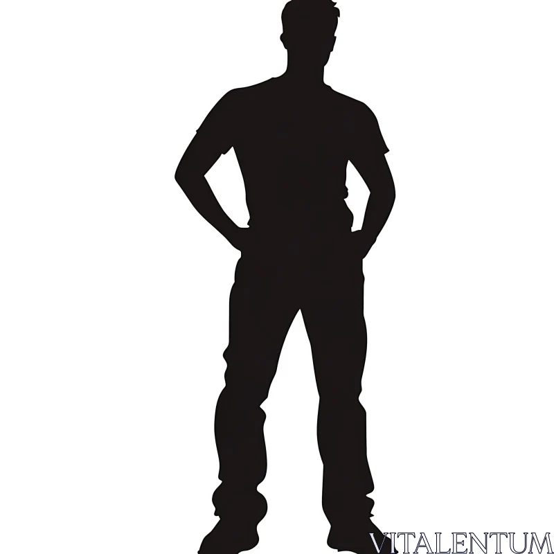 Dark Silhouette of a Man on White