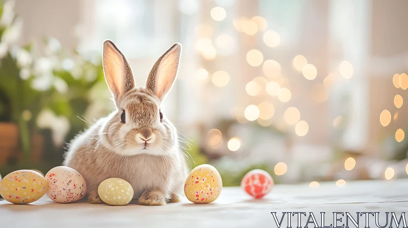 Cute Rabbit and Easter Egg Still Life