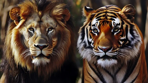 Portrait of Lion and Tiger