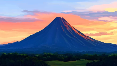 Mountain Peak at Sunset