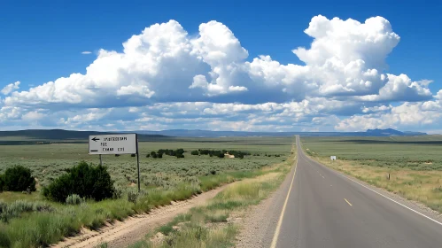 Endless Road Landscape with Blue Sky