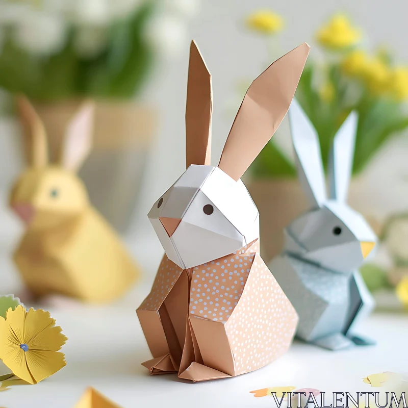 Geometric Paper Rabbits in Soft Light
