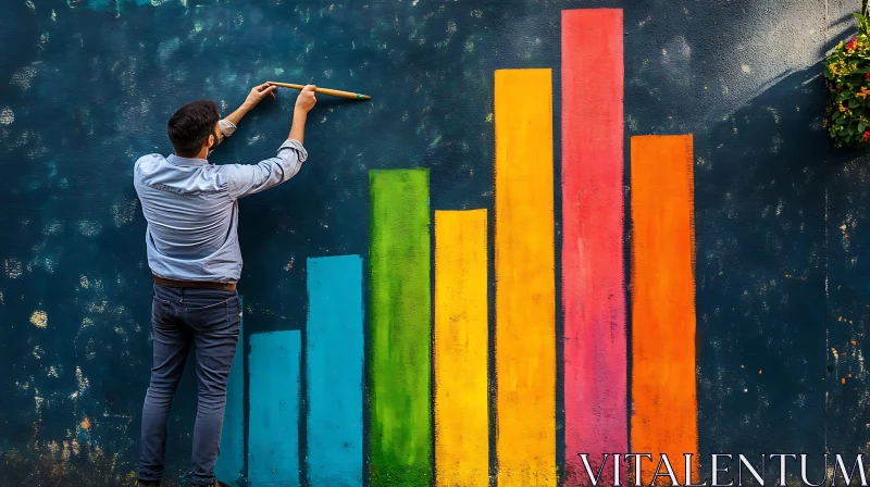 Man Painting Abstract Graph