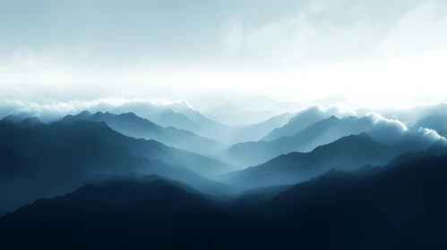 Misty Blue Mountain Layers