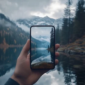 Mountains and Lake in Mobile Screen