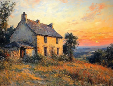 Rural Home Sunset Landscape
