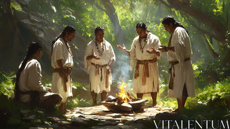 Forest Gathering by the Fire