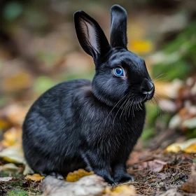 Ebony Hare in Autumnal Woodland