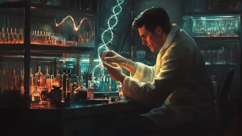 Scientist Analyzing Sample in Laboratory