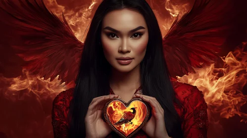 Woman with Wings and Heart