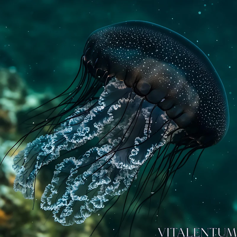 Graceful Jellyfish Underwater AI Image