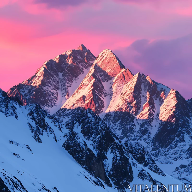 Mountain Peaks at Sunset