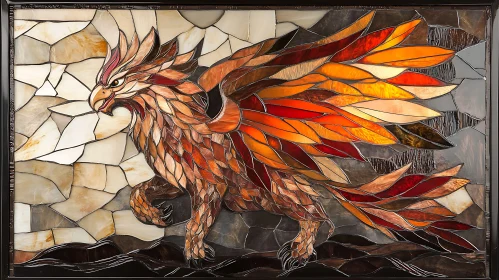 Mythical Griffin in Stained Glass