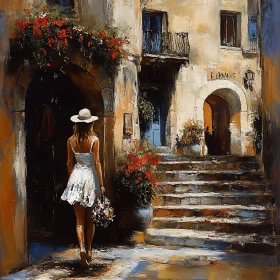 Sunlit Steps in an Old Town