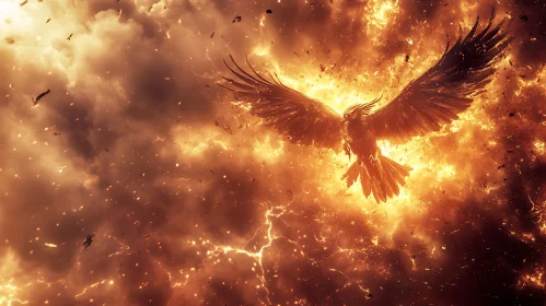 Eagle in Flames: A Bird's Fiery Flight