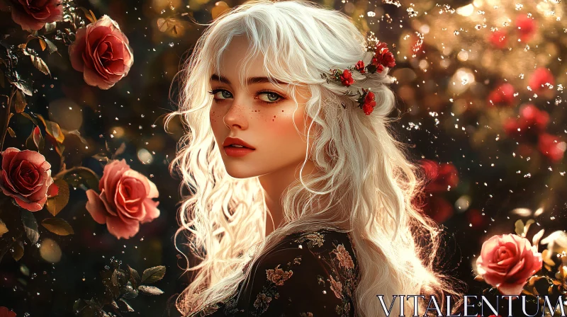 Woman with Roses Portrait