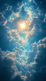 Ethereal Sky with Sunlight and Clouds