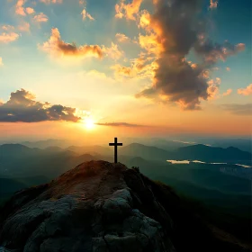 Mountain Top Cross at Golden Hour
