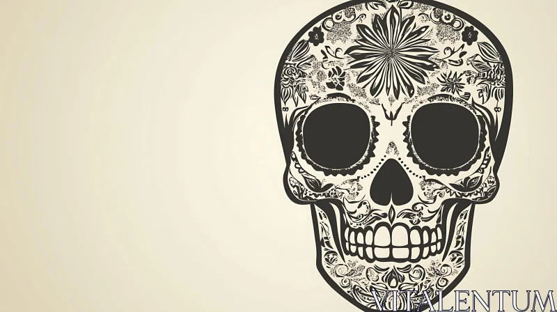 Ornate Skull with Floral Design