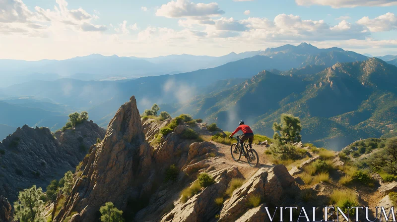 Cyclist on Mountain Trail