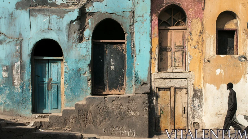 Aged Architecture in a Sunlit Alley