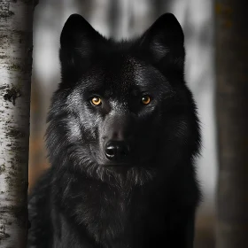 Golden-Eyed Wolf in the Wilderness