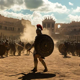 Warrior in Arena with Crowd