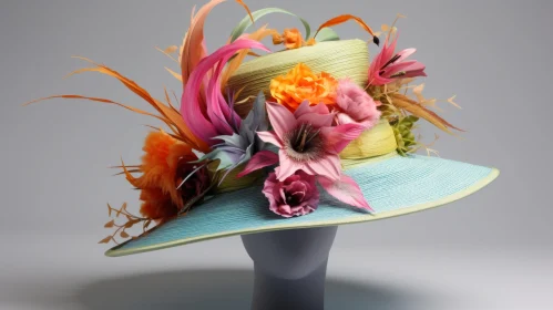 Colorful Hat with Flowers and Feathers | Elegantly Formal