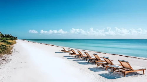 Seaside Loungers on a Sunny Beach