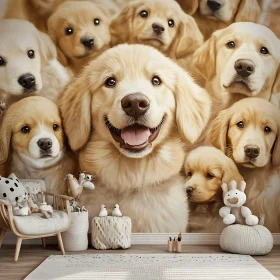 Heartwarming Image of Golden Retriever Puppies
