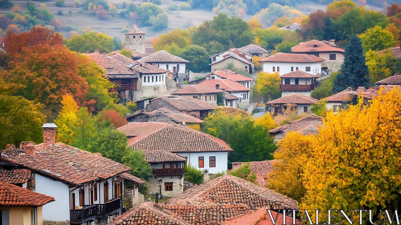 Village in Autumn Colors AI Image