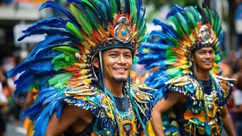 Feathered Performers in Carnival Celebration