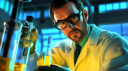 Scientist Inspecting Test Tube