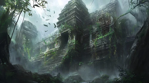 Ancient Temple Ruins Surrounded by Jungle