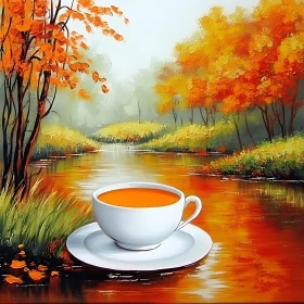 Riverside Tea in Autumn Hues