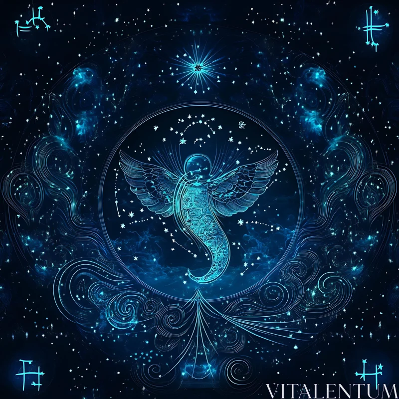 Glowing Angel in Cosmic Nebula Design AI Image