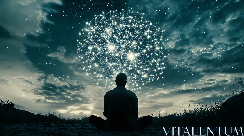 Person Meditating Under Starry Sky