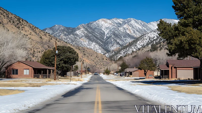 Mountain Road Winter Scene