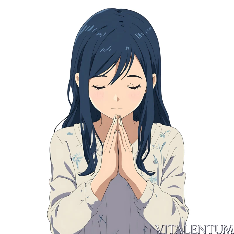 AI ART Anime Girl in Peaceful Prayer