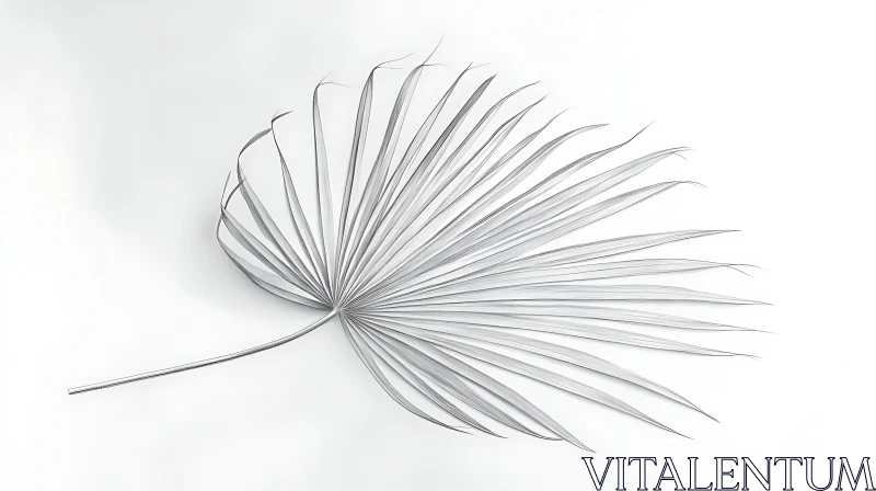 Minimalist Palm Leaf on White AI Image