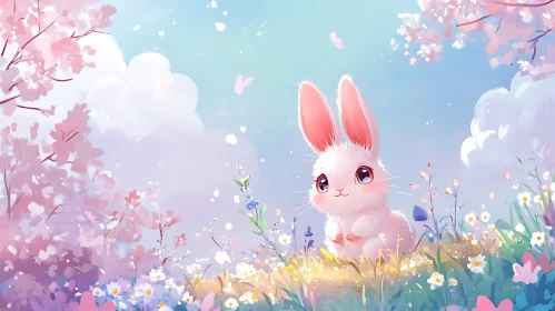 Pastel Dreams: A Bunny's Floral Paradise