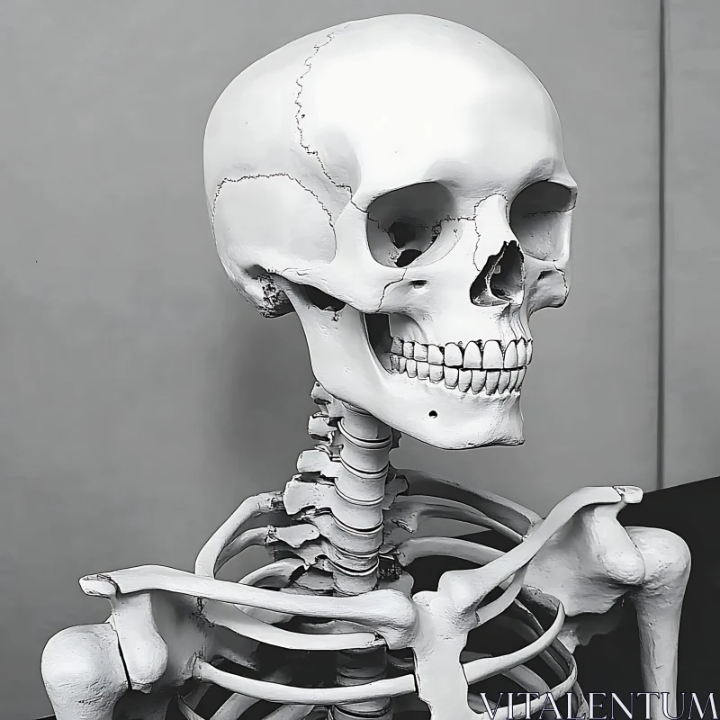 Anatomical Skeleton Illustration in Monochrome AI Image