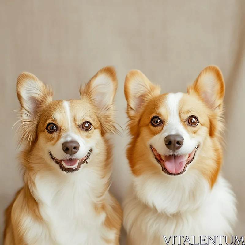 Corgis with Bright Smiles AI Image