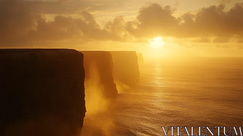 Golden Hour Cliffs at Sea AI Image