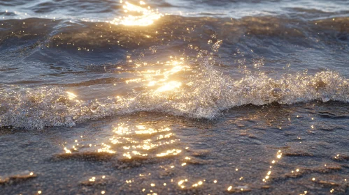 Sparkling Beach Waves in Sunlight