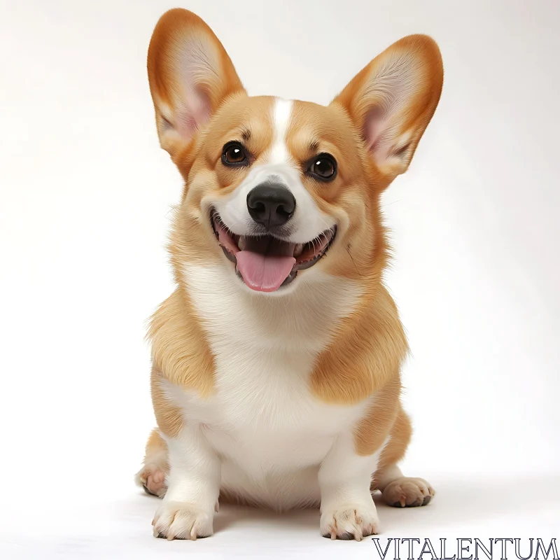 Cheerful Corgi Dog Sitting with a Smile AI Image